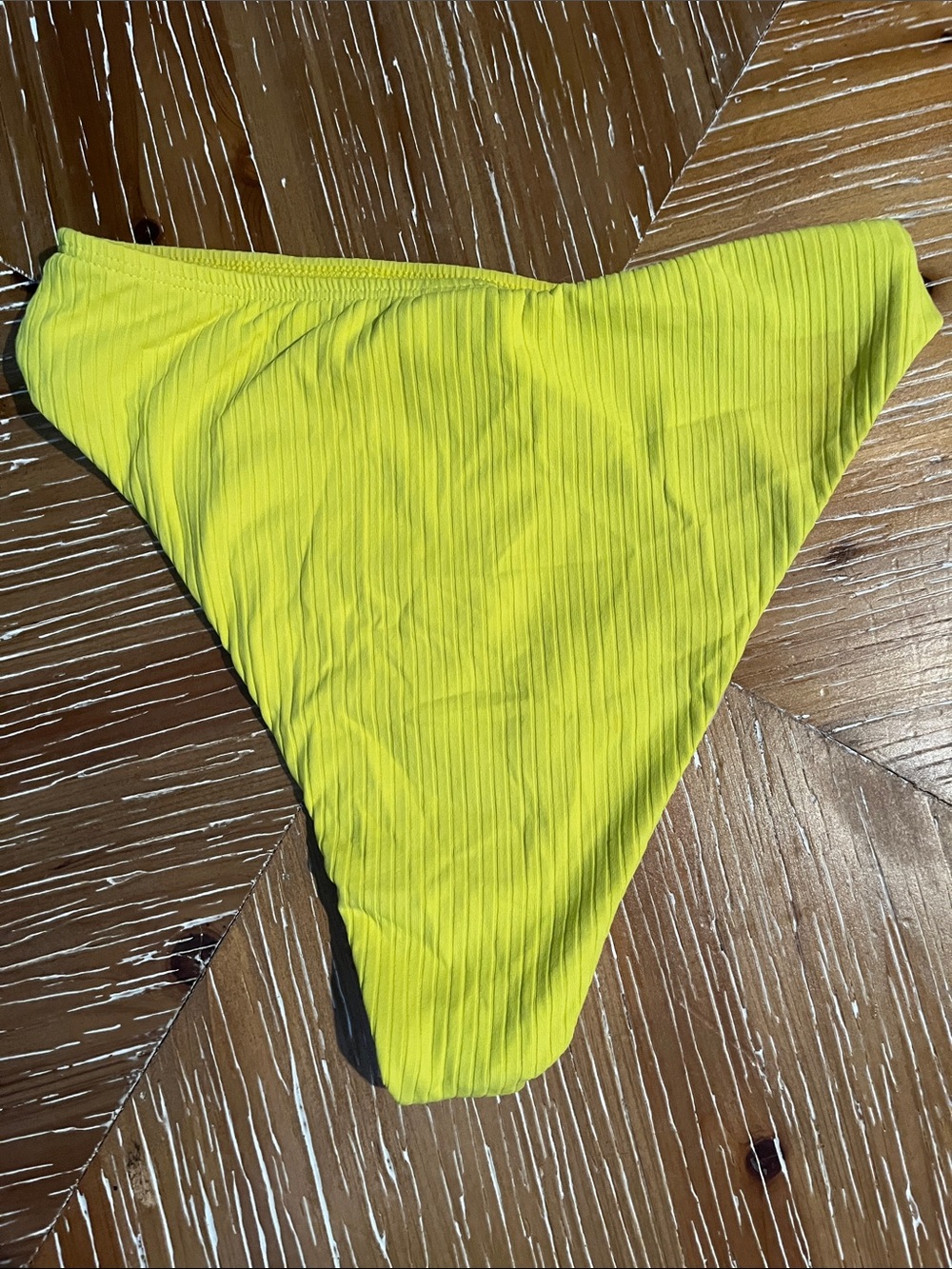 Lulu's Neon Yellow Ribbed Triangle Bikini Set SMALL - Picture 2 of 7